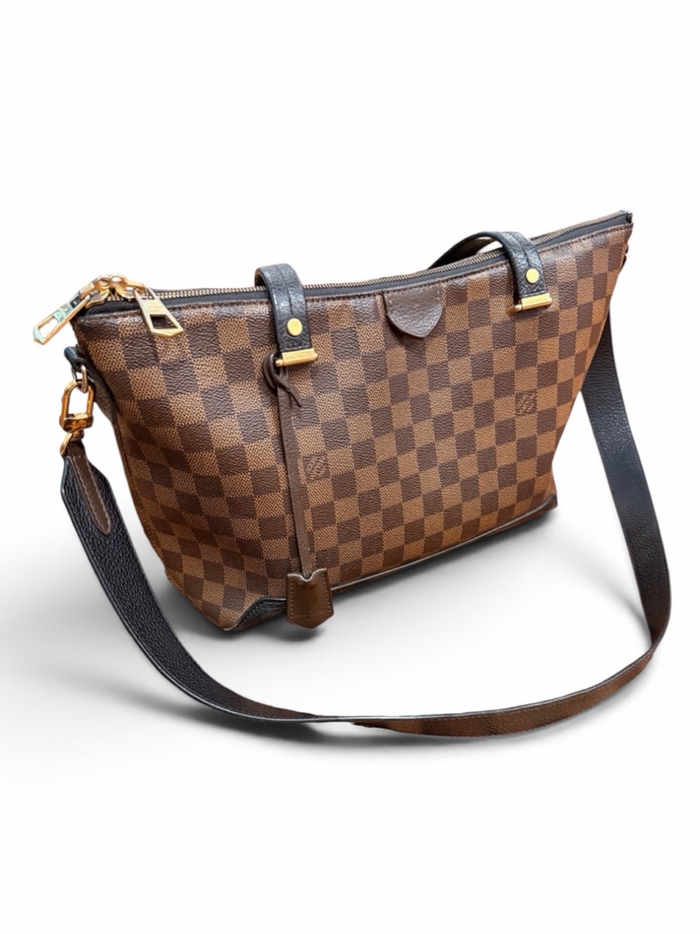 Louis Vuitton Authentic Hyde Park Damier Ebene Black and Brown Tote Bag